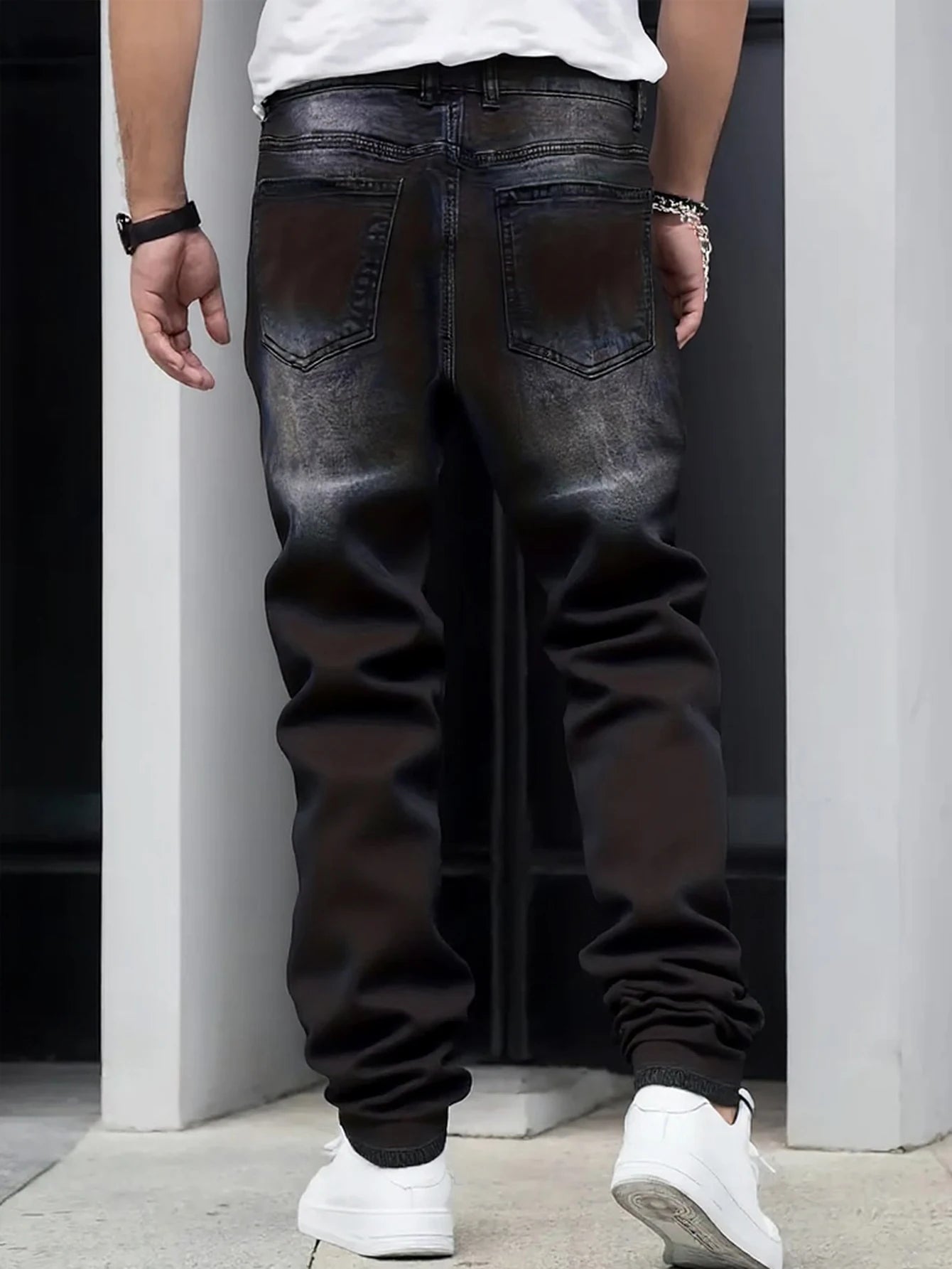 Black Gray Distressed Jeans